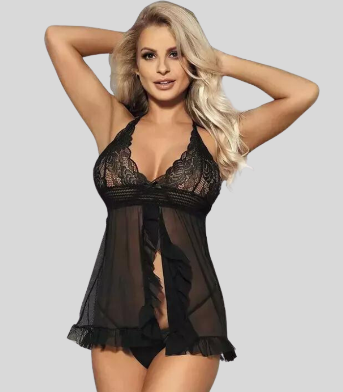 Seductive Lace Babydoll Mini Nightwear Dress image 2