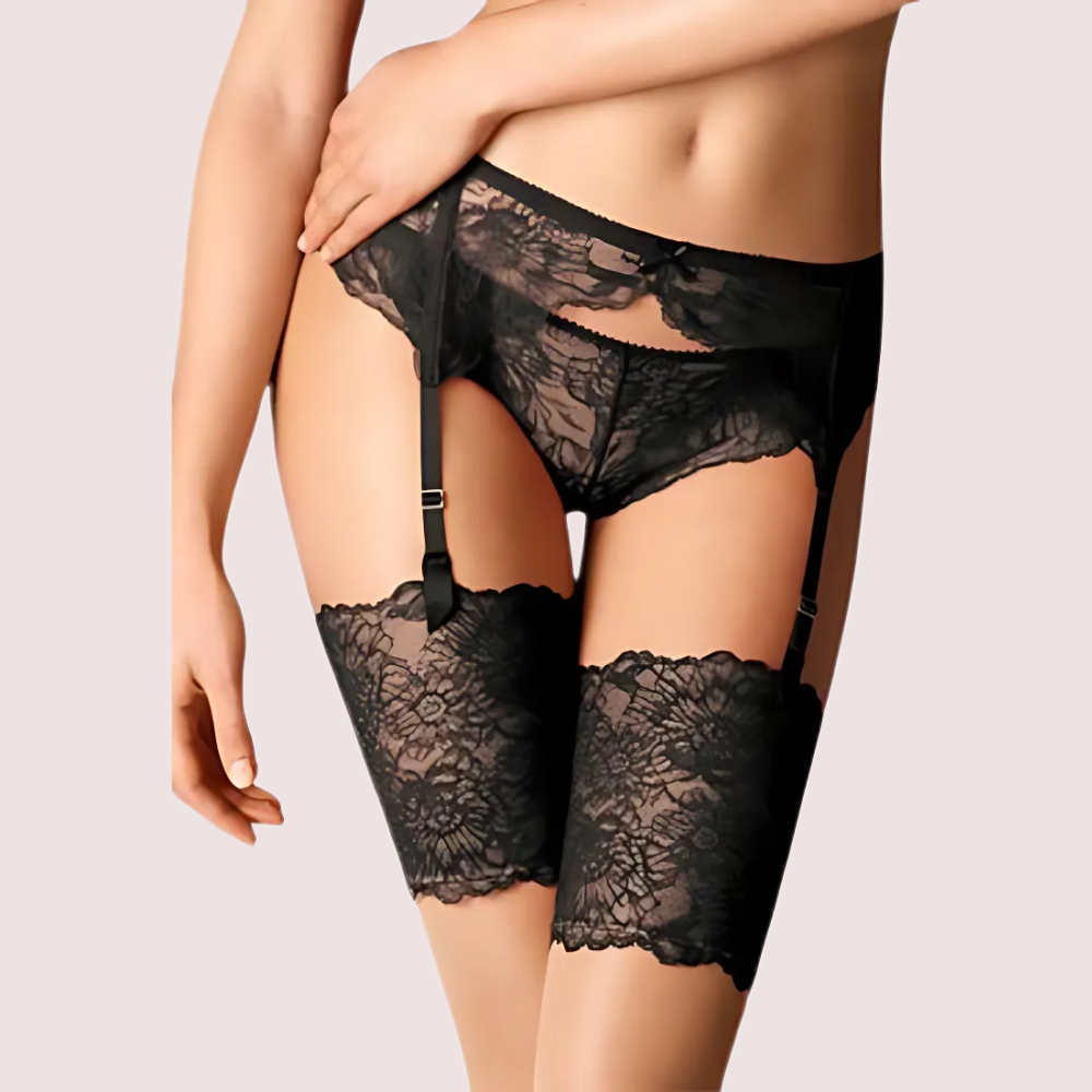 Seductive & Sultry Black Lace Garter Belt