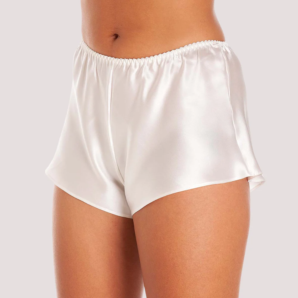 French Elegance Knickers in White Silk Satin image 2