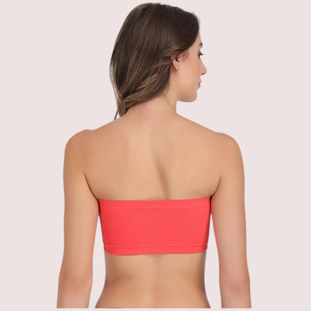 Sexy Coral Red Tube Bandeau Bra Top for Her image 3