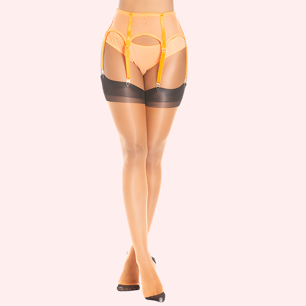 Sheer Thigh-High Stockings Pack of 2 – Ultra-Smooth, (Black & Nude Combo) image 3