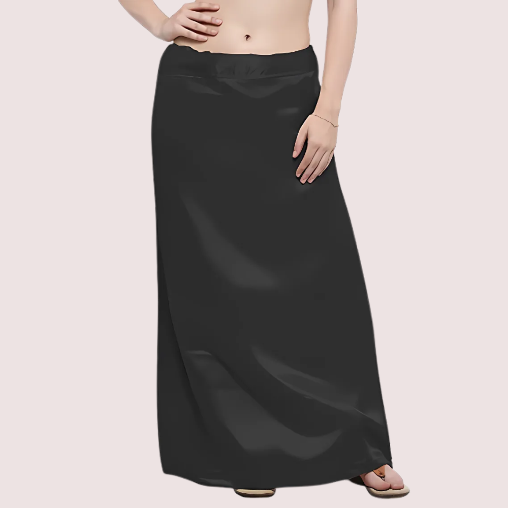 Black & Blue Satin Petticoat Combo (Free Size) image 2