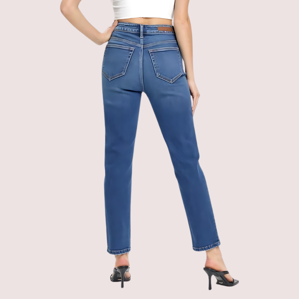 Women's High Rise Classic Slim Straight Denim Jeans image 3