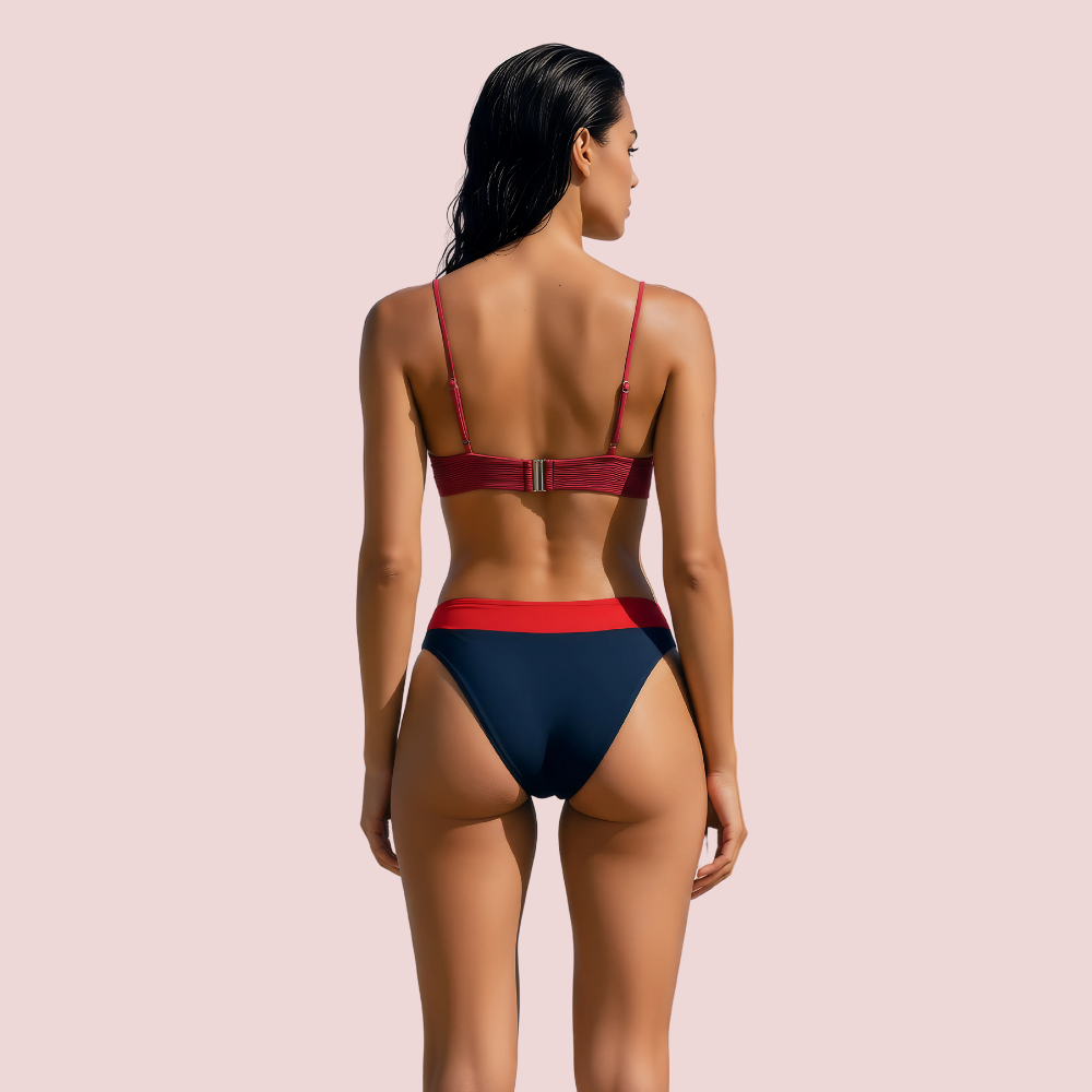 Sporty V-Neck Bralette Bikini Topa with Thin Straps (Top Only) image 2