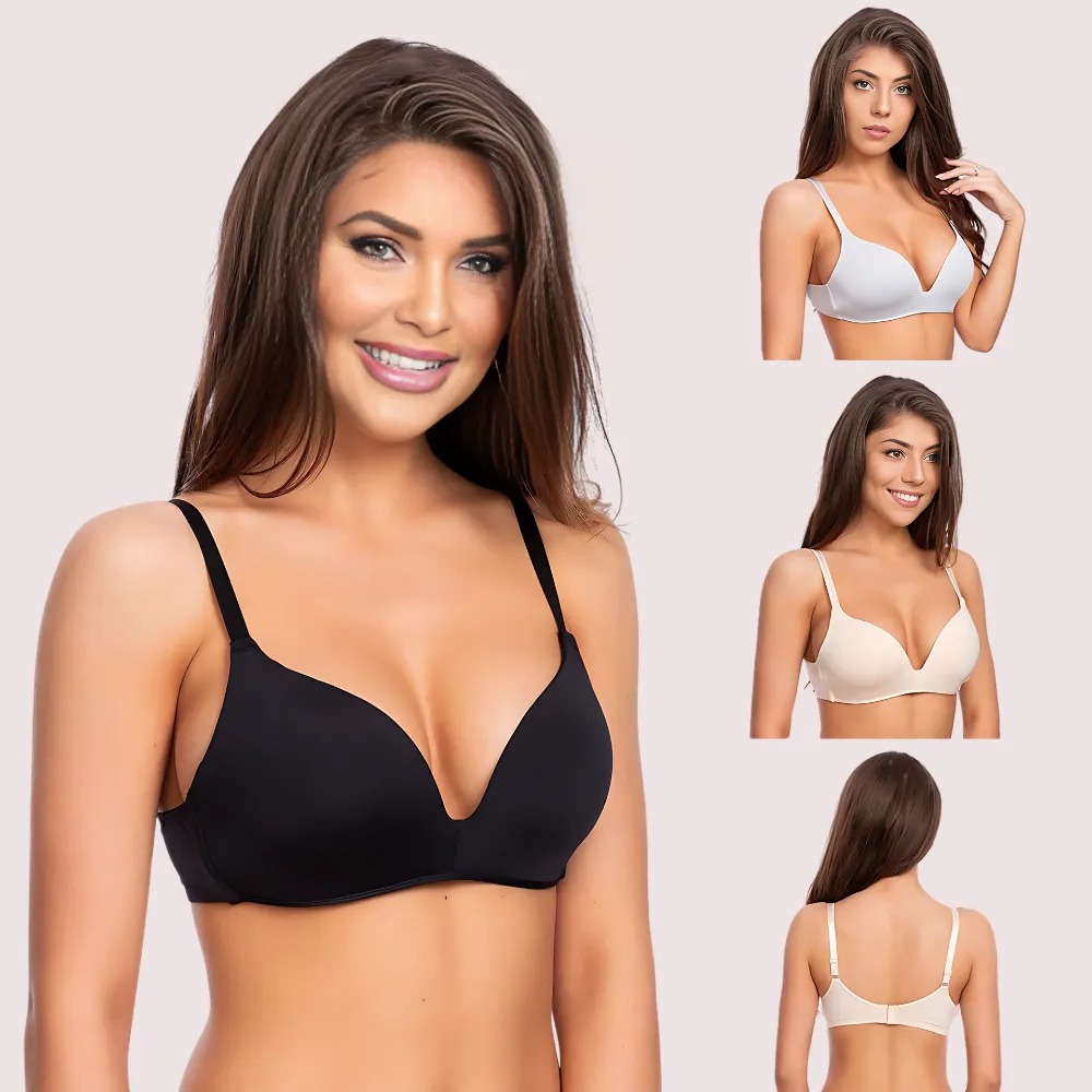 2 Pack seamless padded underwired push up bra image 2