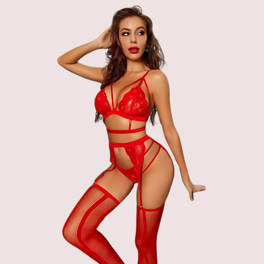 Floral Lace 3-Piece Lingerie Set image 3