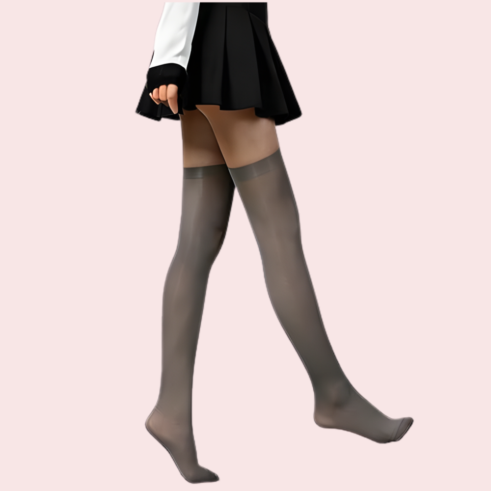 Premium Thigh-High Sheer Stockings – Pack of 2 (Grey & Nude Combo) image 2