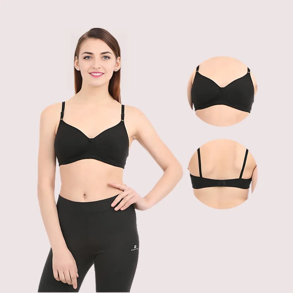 Black Non Wired Padded Bra image 2