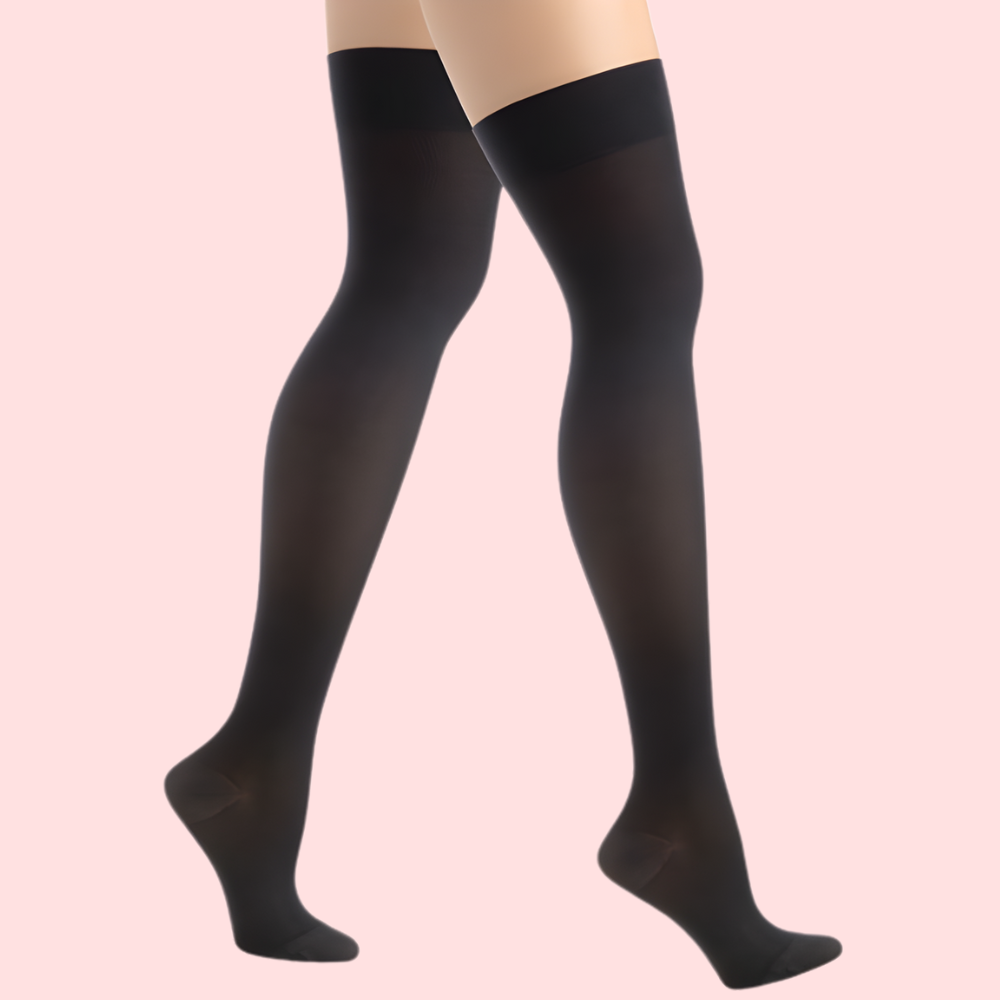 Classic Duo Thigh-High Stockings (Black + Nude) – Pack of 2 image 4