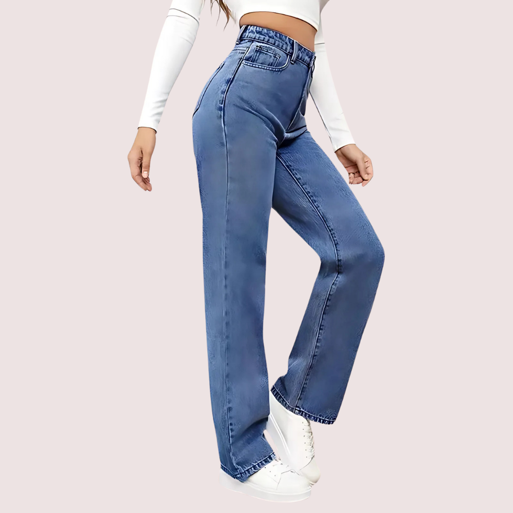 High Waisted Washed Straight Leg Jeans for Women image 2