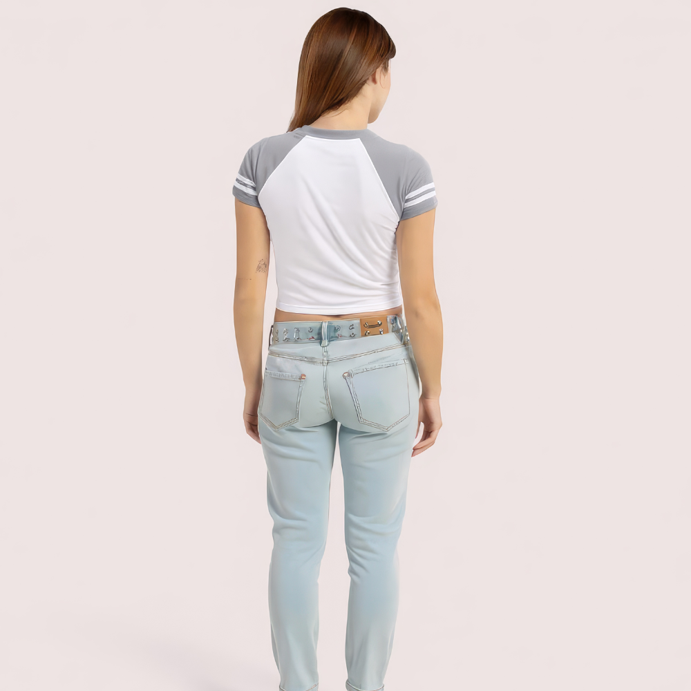 Women's Brooklyn '76 Graphic Crop Top – Sporty V-Neck Tee image 2