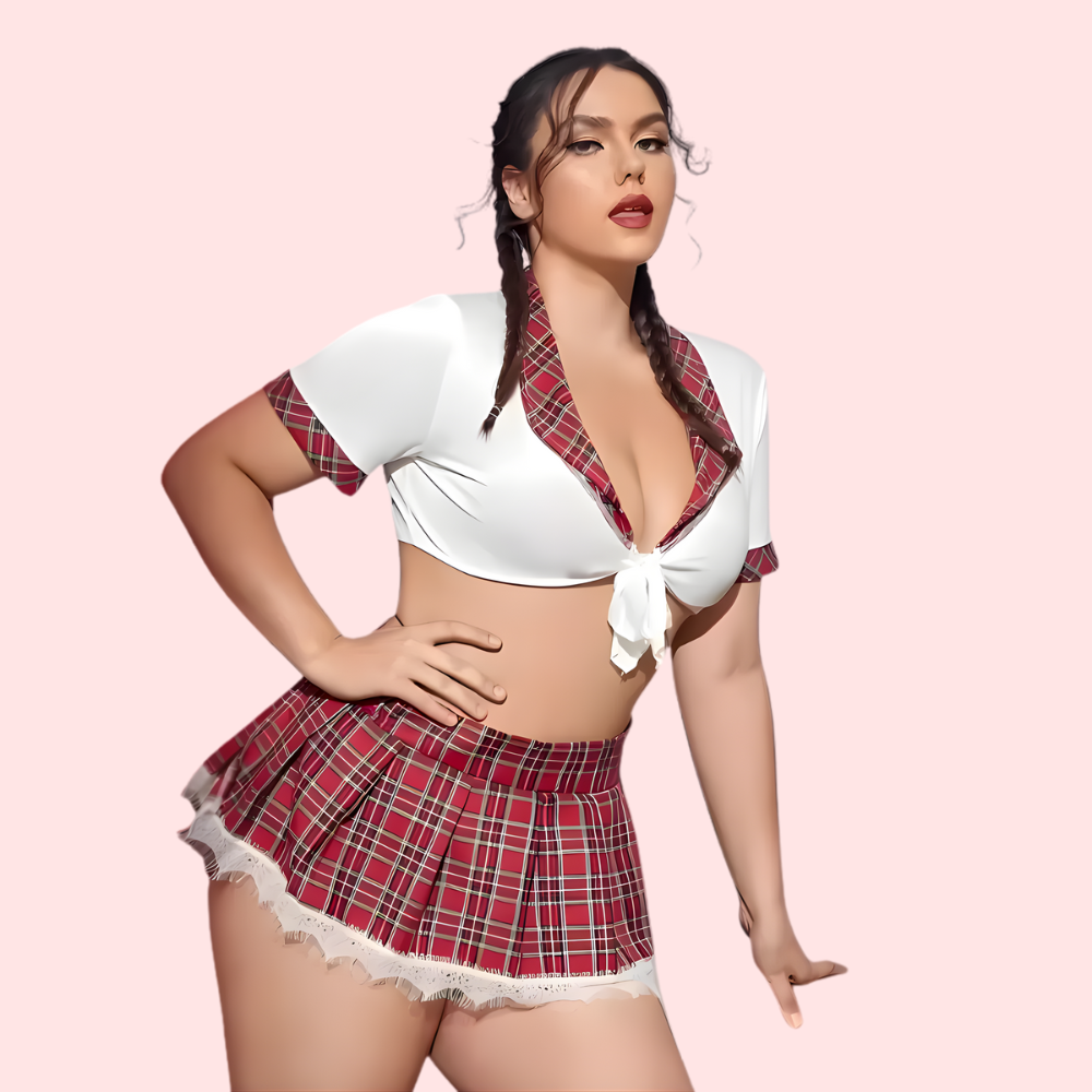 French Daina Schoolgirl Sweetheart Roleplay Costume with Luxury Panty Gift