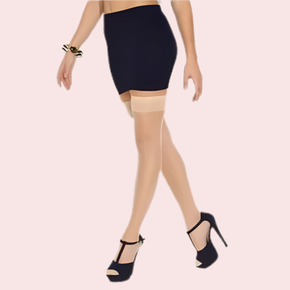 Elegant Sheer Thigh-High Stockings – Pack of 2 (Black & Nude Combo) image 3