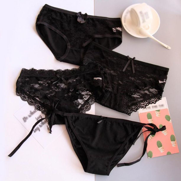 4 Pieces Black Sexy Lace Nylon Panties image 2