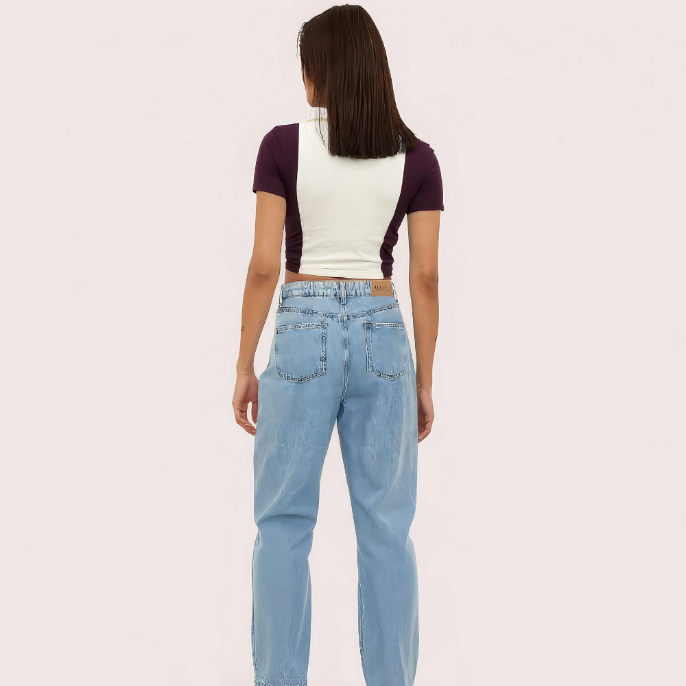Women's Purple "Campus" Zip Polo Crop Top – Collegiate-Inspired Style image 2