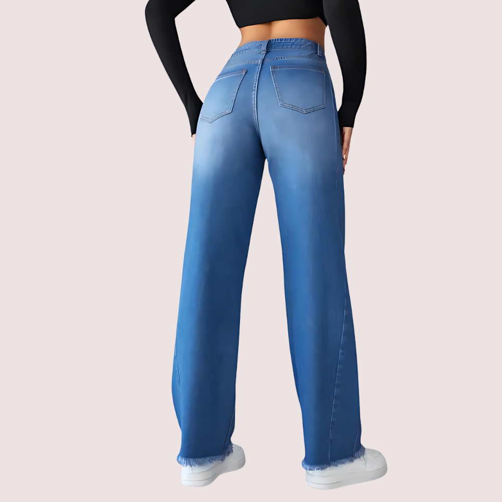 Wide-Leg Casual High-Waist Non-Elastic Jeans for Women image 3