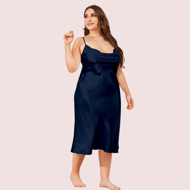 Glamour Satin Cowl Dress – Plus Size image 2