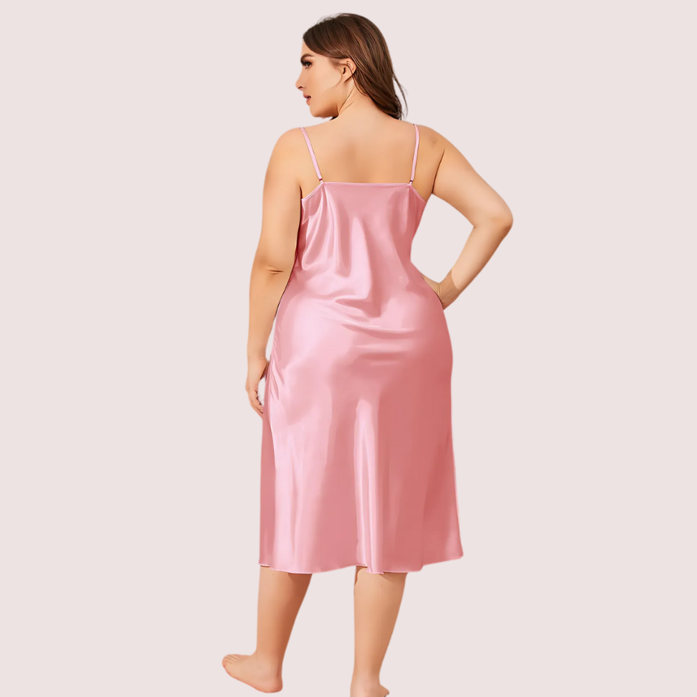 Plus Size Solid Satin Slip Dress (4XL–5XL) image 4