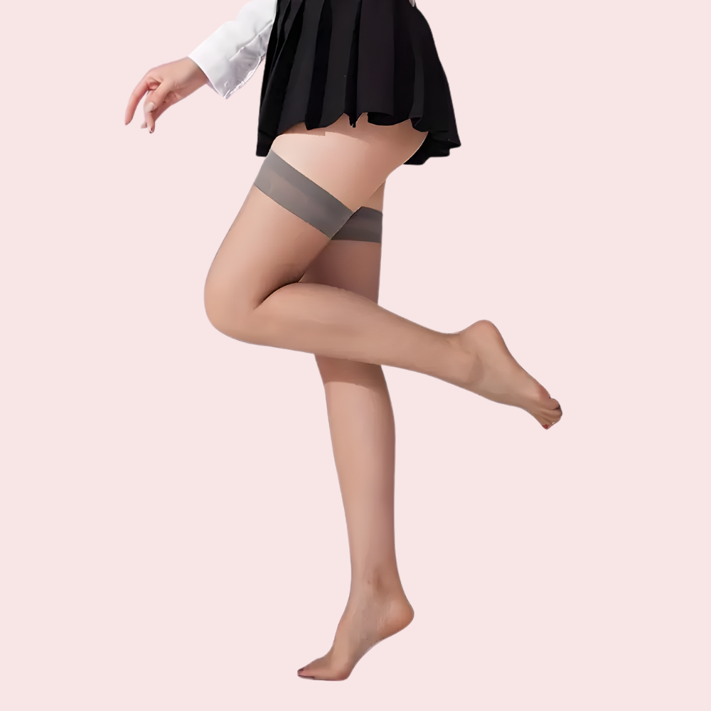 Premium Thigh-High Sheer Stockings – Pack of 2 (Grey & Nude Combo) image 3