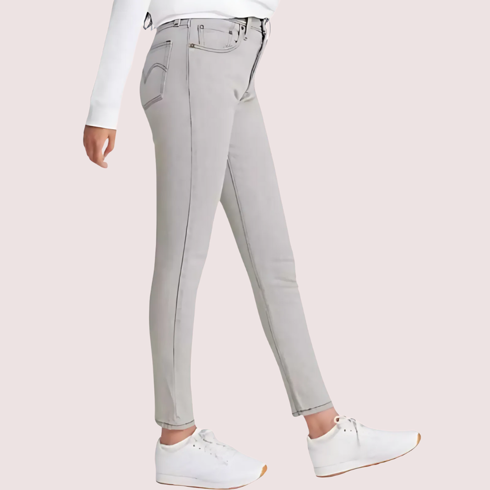 High Rise Skinny Jeans in Gray with Low Stretch image 3