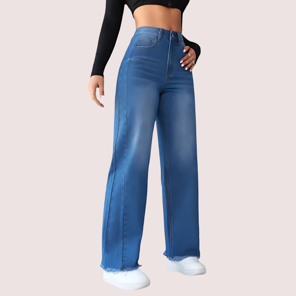 Wide-Leg Casual High-Waist Non-Elastic Jeans for Women image 2