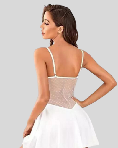 Pure Elegance White Lace Babydoll Nightwear image 5