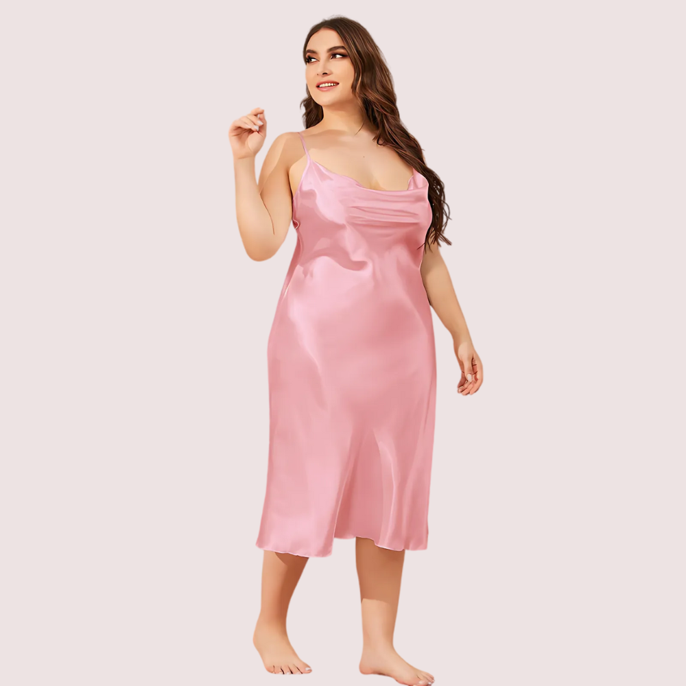 Plus Size Solid Satin Slip Dress (4XL–5XL) image 3