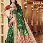 Banarasi Soft Lichi Silk Green Saree