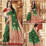 Banarasi Soft Lichi Silk Green Saree