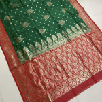 Banarasi Soft Lichi Silk Green Saree