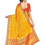 Banarasi Style Chiffon Mustard & Red Saree