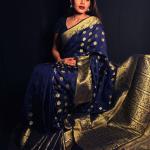 Banarasi Silk Navy Blue Woven Saree