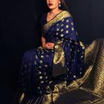 Banarasi Silk Navy Blue Woven Saree