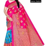 Pink and Blue CottonSilk Saree