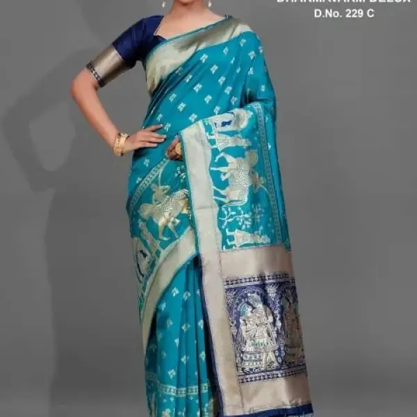 Dharmavarma Teal Saree