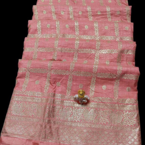 Dola Silk Zari Work Light Peach Saree