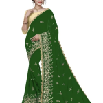 Designer Trendz Georgette Mirror Work Green Saree