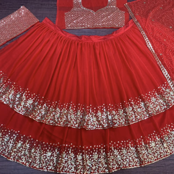 HEAVY GEORGETTE SEQUENCE WORK LEHENGA CHOLI