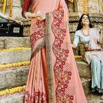 Silk Blend Fancy Party Light Peach Saree