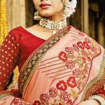 Silk Blend Fancy Party Light Peach Saree