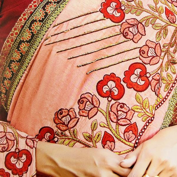 Silk Blend Fancy Party Light Peach Saree