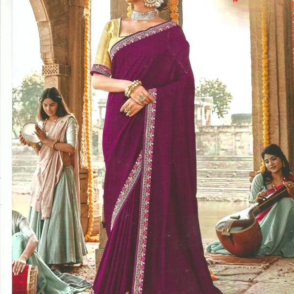 Silk Blend Fancy Party Magenta Saree