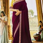 Silk Blend Fancy Party Magenta Saree