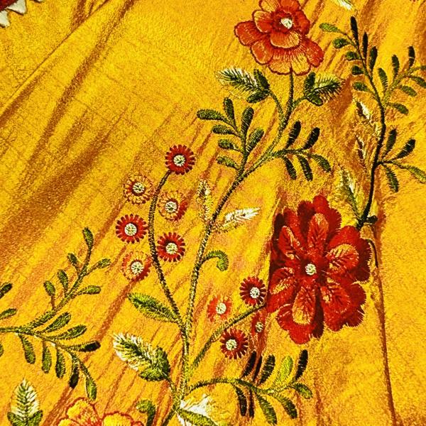 Silk Blend Fancy Party Mustard Yellow Saree