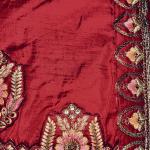 Silk Blend Fancy Party Red Saree with Unstitched Blouse Piece