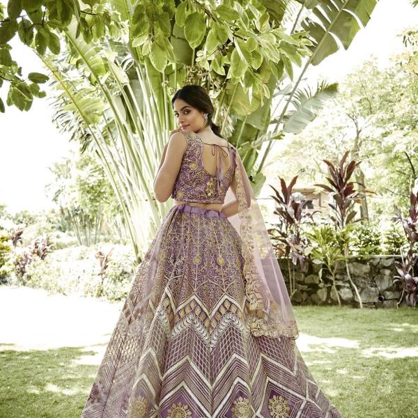 BEAUTIFUL NET SEQUENCE WORK LEHENGA CHOLI