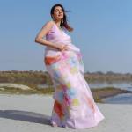 Organza Digital Print Light Pink Saree