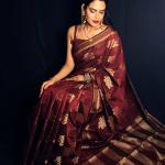 Handloom Silk Blend Maroon Saree with Blouse Piece